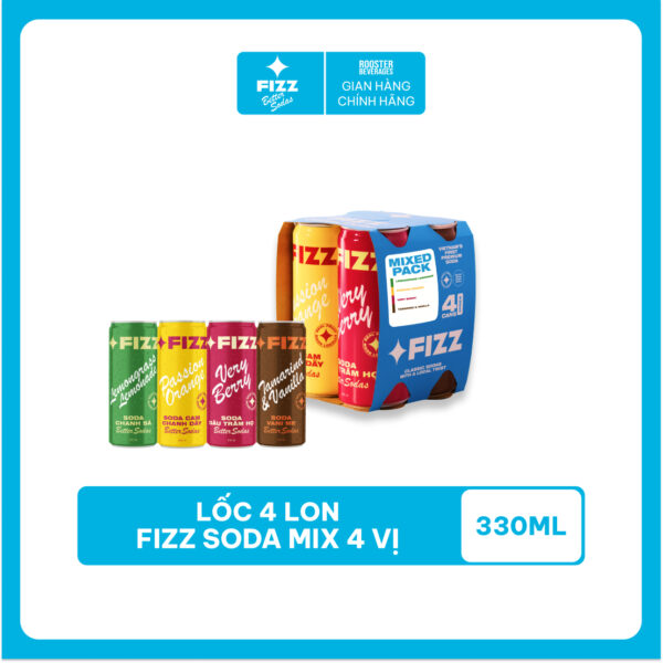 FIZZ SODA MIX 4 VỊ - LỐC 4 LON